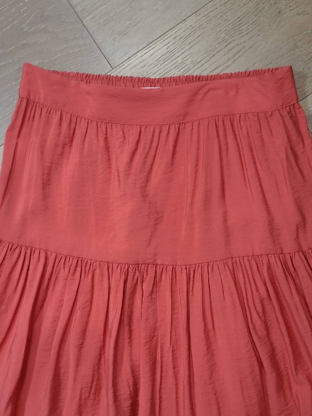 EUC LC Lauren Conrad Skirt Women's sz M Orange Tiered Ruffled Long Skirt - Picture 2 of 12